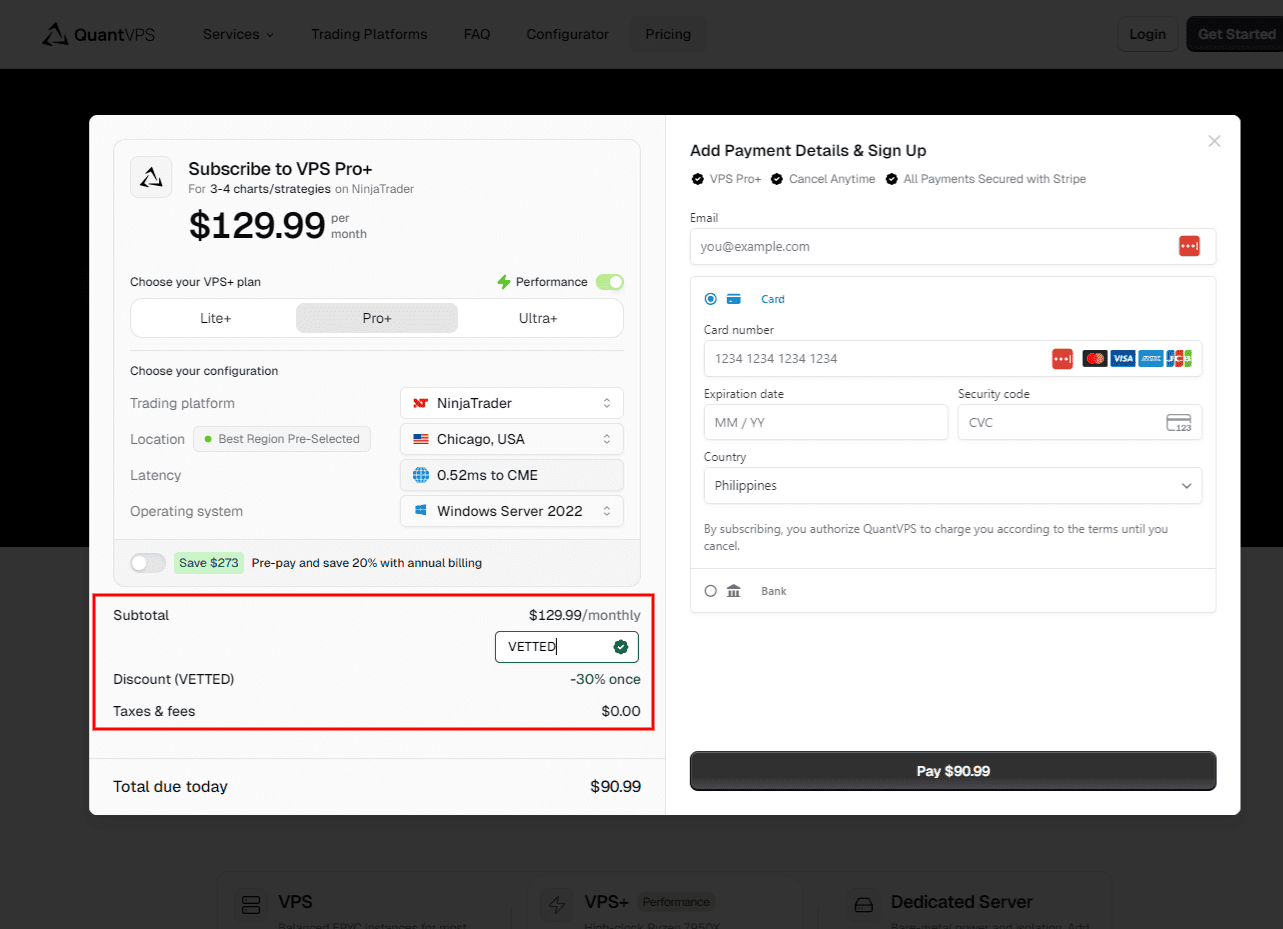 How to Use the QuantVPS Code VETTED 30